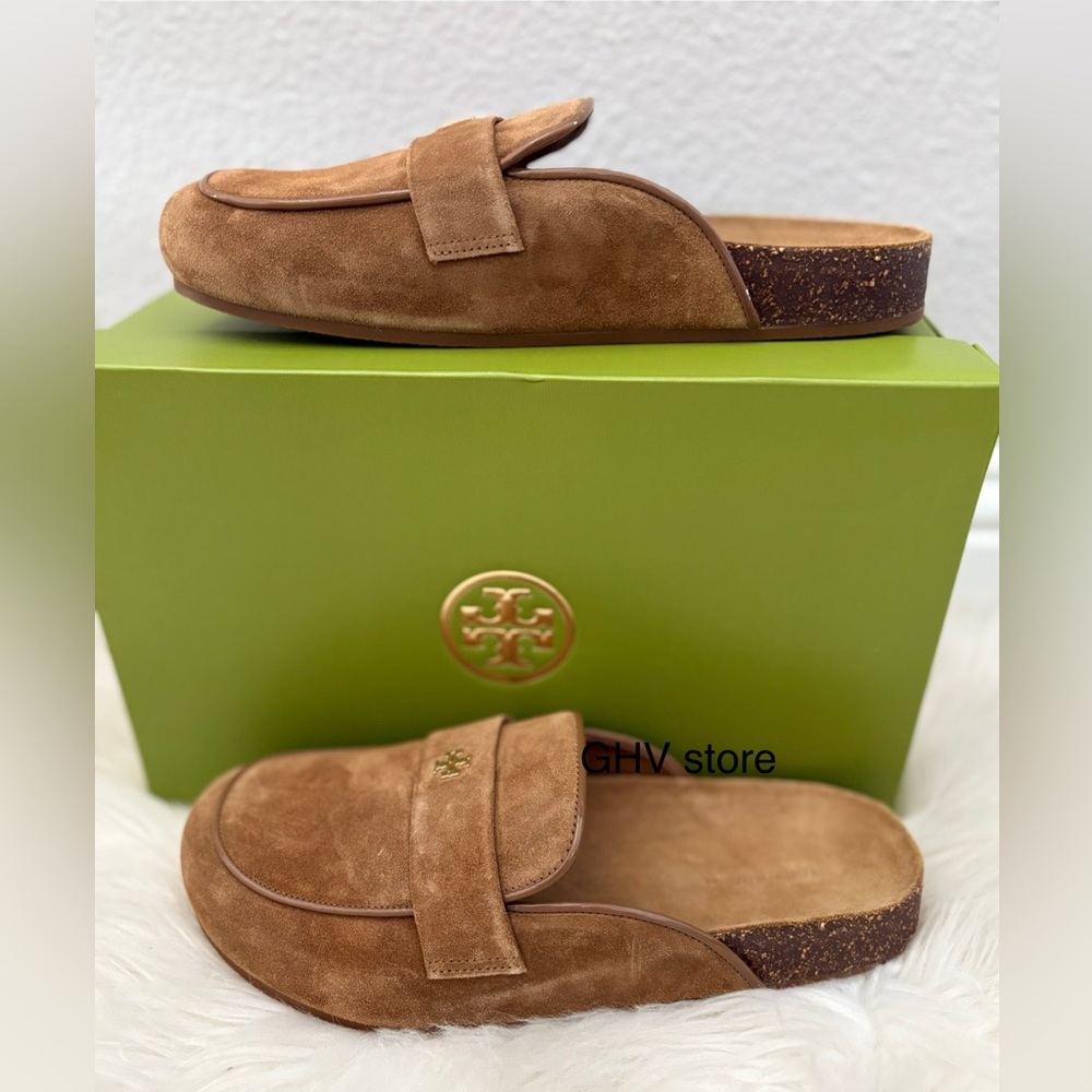 Tory Burch Everly Cork Leather Mule Shoes